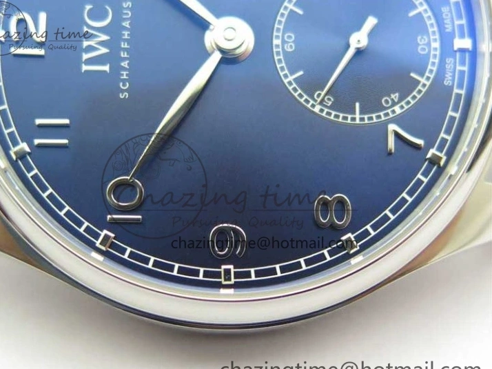MIROTIME 0112 TimelessDesign Portuguese IW358304 ZF 1:1 Best Edition SS Blue Dial on Leather Strap A 7078